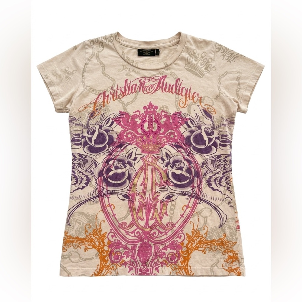 VTG Christian Audigier Graphic Tee - Y2K Cyber Sigilcore Tattoo Print